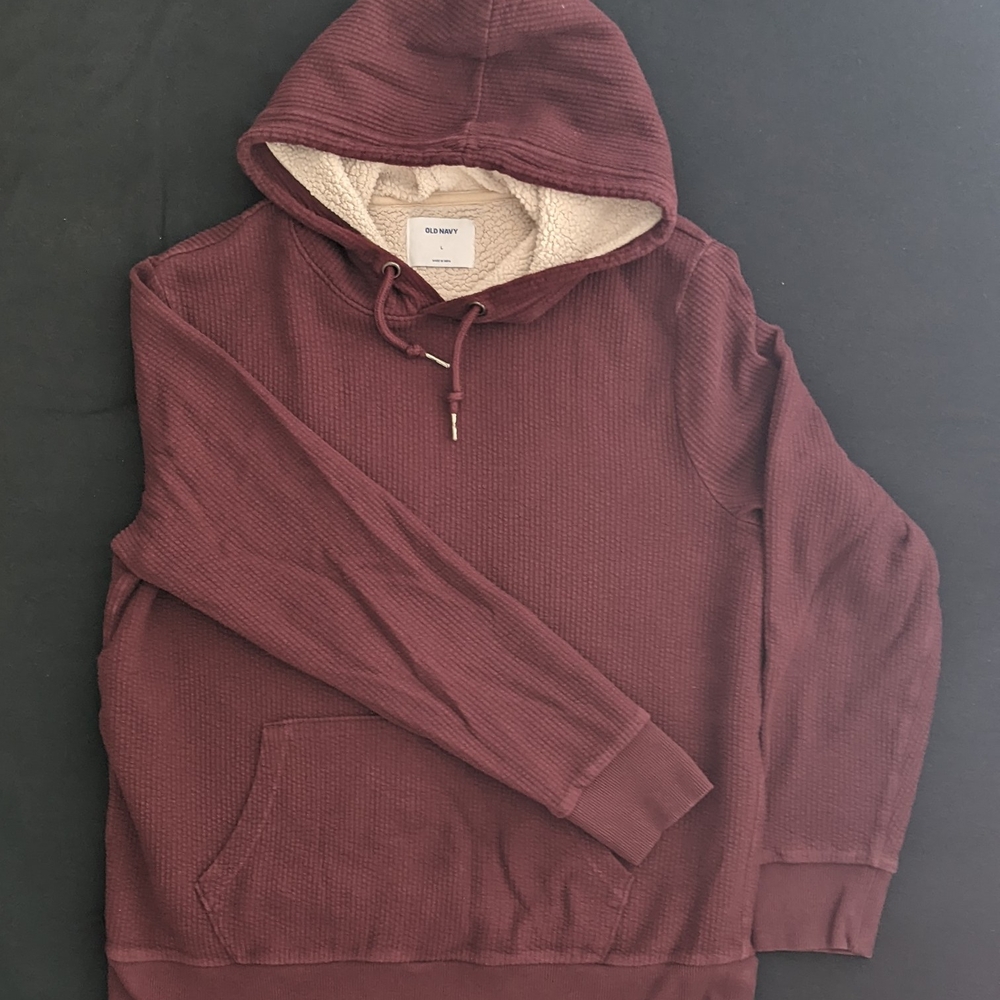 Old Navy Red Sweatshirt with Quarter-Zip and Ribbed Collar